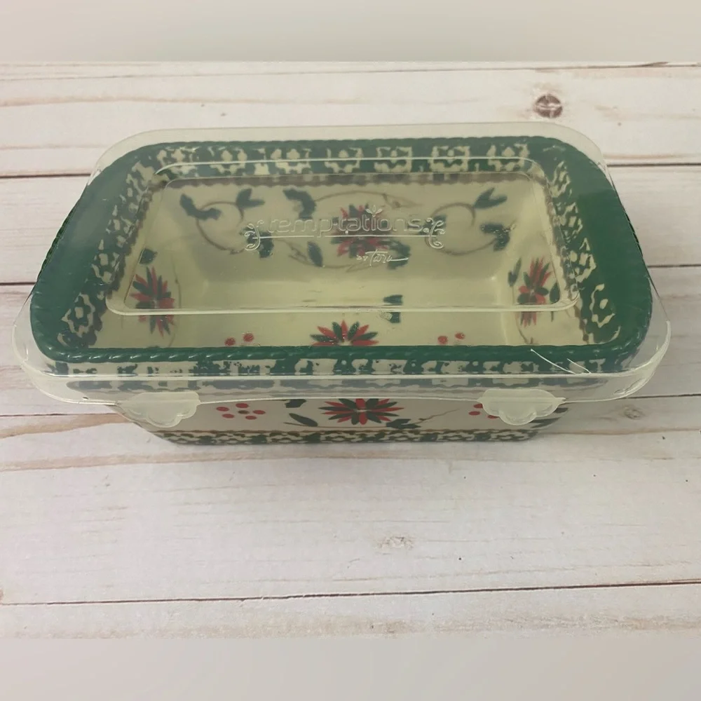 Temptations By Tara Old World Mini Loaf Pan With Lid 12 OZ Holiday
